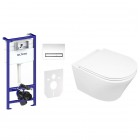 Oltens Jog 7w1 stelaż podtynkowy miska z deską i przycisk spłukujący chrom błyszczący 58304100