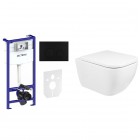 Oltens Vernal zestaw 7w1 stelaż podtynkowy miska z deską i przycisk spłukujący czarny mat 58305300