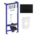 Oltens Hamnes zestaw 7w1 stelaż podtynkowy miska z deską i przycisk spłukujący czarny mat 58302300