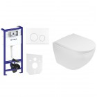 Oltens Hamnes zestaw 7w1 stelaż podtynkowy miska z deską i przycisk spłukujący biały 58301000