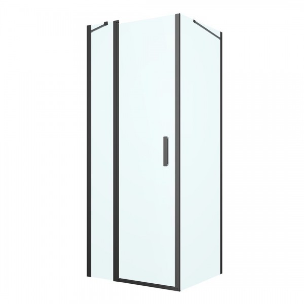 Oltens Verdal kabina prysznicowa 80x80 cm kwadratowa czarny mat/szkło przezroczyste 20010300