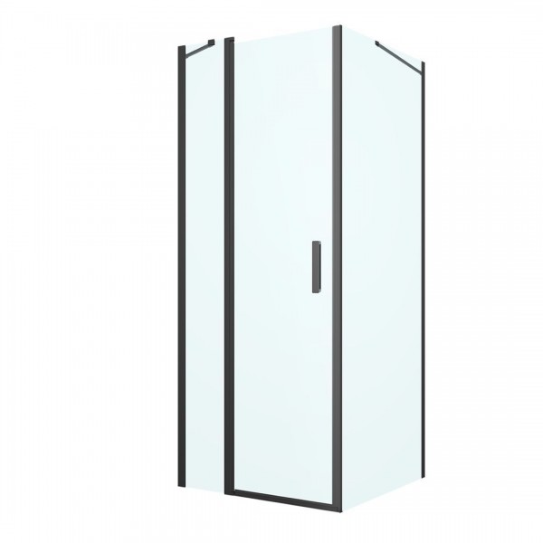 Oltens Verdal kabina prysznicowa 80x90 cm prostokątna czarny mat/szkło przezroczyste 20220300