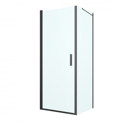 Oltens Rinnan kabina prysznicowa 80x80 cm kwadratowa czarny mat/szkło przezroczyste 20013300