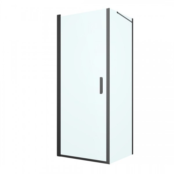 Oltens Rinnan kabina prysznicowa 80x80 cm kwadratowa czarny mat/szkło przezroczyste 20013300