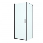 Oltens Rinnan kabina prysznicowa 80x80 cm kwadratowa czarny mat/szkło przezroczyste 20013300