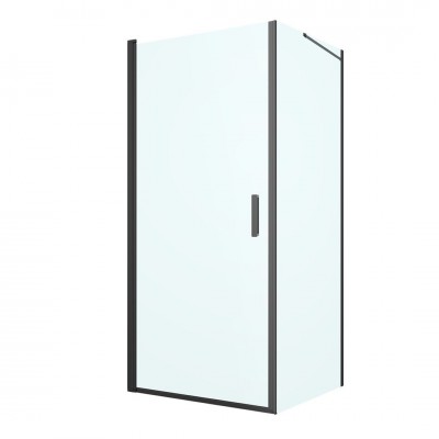 Oltens Rinnan kabina prysznicowa 90x90 cm kwadratowa czarny mat/szkło przezroczyste 20014300