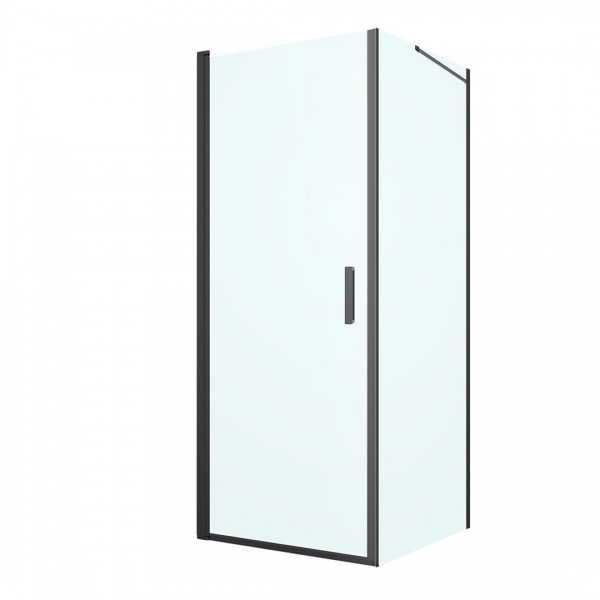 Oltens Rinnan kabina prysznicowa 80x90 cm prostokątna czarny mat/szkło przezroczyste 20212300
