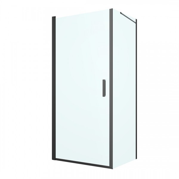 Oltens Rinnan kabina prysznicowa 90x80 cm prostokątna czarny mat/szkło przezroczyste 20216300