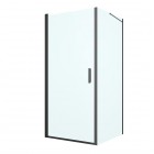 Oltens Rinnan kabina prysznicowa 90x100 cm prostokątna czarny mat/szkło przezroczyste 20217300