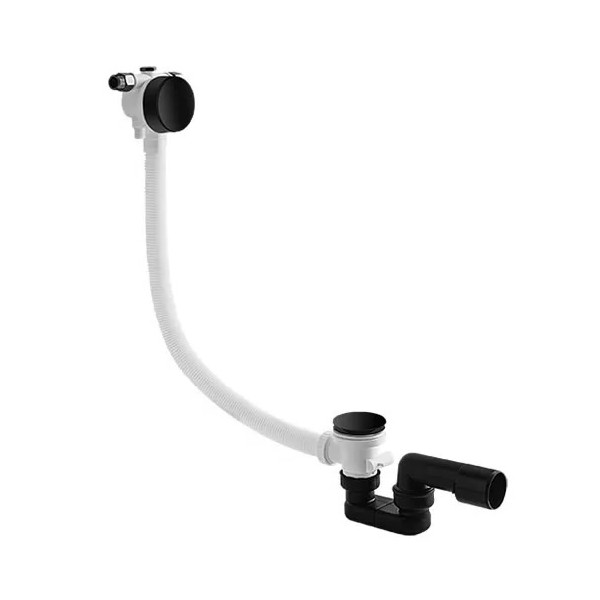 Vicario przelew wannowy klik klak z napełnianiem 70 cm czarny mat 366C/70/CZ