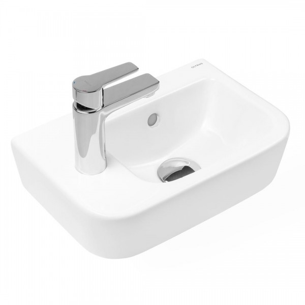 Oltens Vernal umywalka 37x24,5 cm wisząca lewa z powłoką SmartClean biała 41504000
