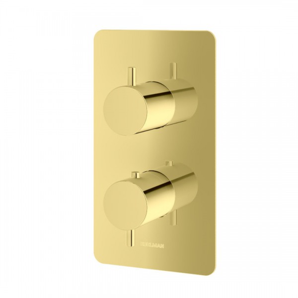 Kohlman Axel Gold bateria wannowo-prysznicowa termostatyczna podtynkowa 3 wyjścia złota QW433AGD