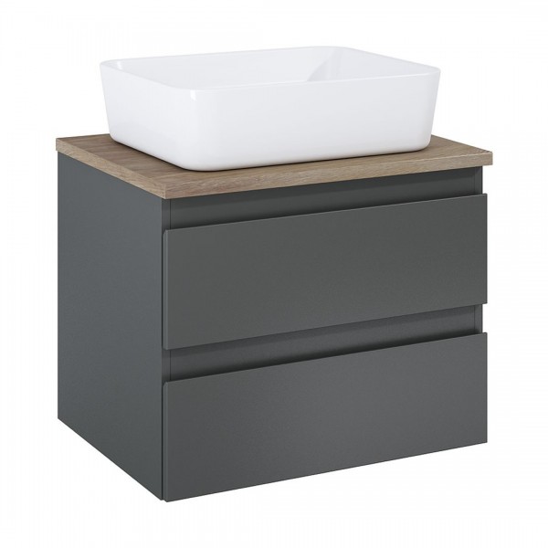 Oltens Vernal szafka 60 cm podumywalkowa wisząca z blatem grafit mat/dąb 60000460