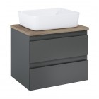 Oltens Vernal szafka 60 cm podumywalkowa wisząca z blatem grafit mat/dąb 60000460