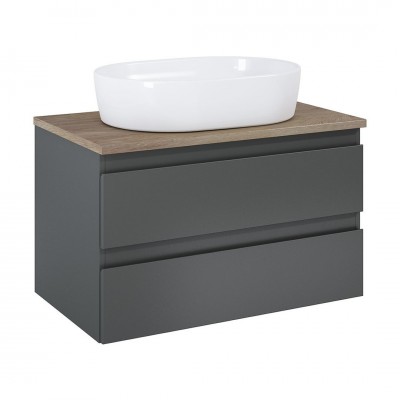 Oltens Vernal szafka 80 cm podumywalkowa wisząca z blatem grafit mat/dąb 60001460