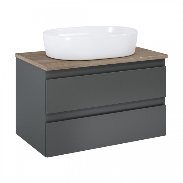 Oltens Vernal szafka 80 cm podumywalkowa wisząca z blatem grafit mat/dąb 60001460