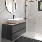 Oltens Vernal szafka 80 cm podumywalkowa wisząca z blatem grafit mat/dąb 60001460