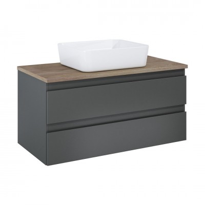 Oltens Vernal szafka 100 cm podumywalkowa wisząca z blatem grafit mat/dąb 60002460