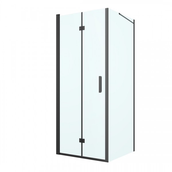 Oltens Hallan kabina prysznicowa 80x90 cm prostokątna czarny mat/szkło przezroczyste 20200300