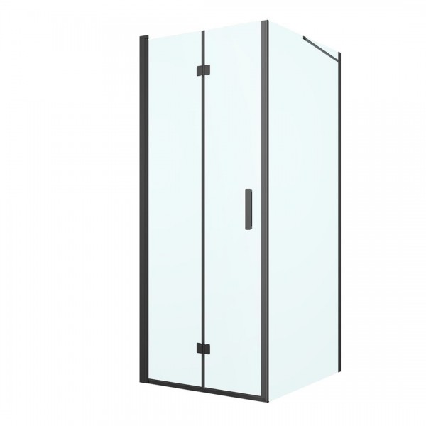 Oltens Hallan kabina prysznicowa 80x100 cm prostokątna czarny mat/szkło przezroczyste 20201300