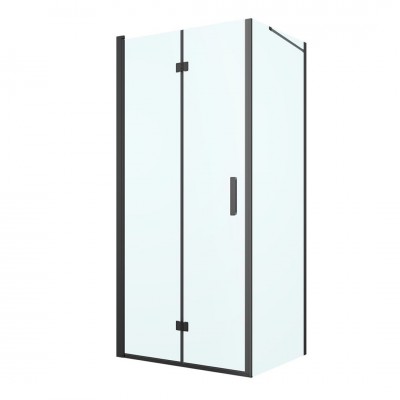 Oltens Hallan kabina prysznicowa 90x80 cm prostokątna czarny mat/szkło przezroczyste 20202300