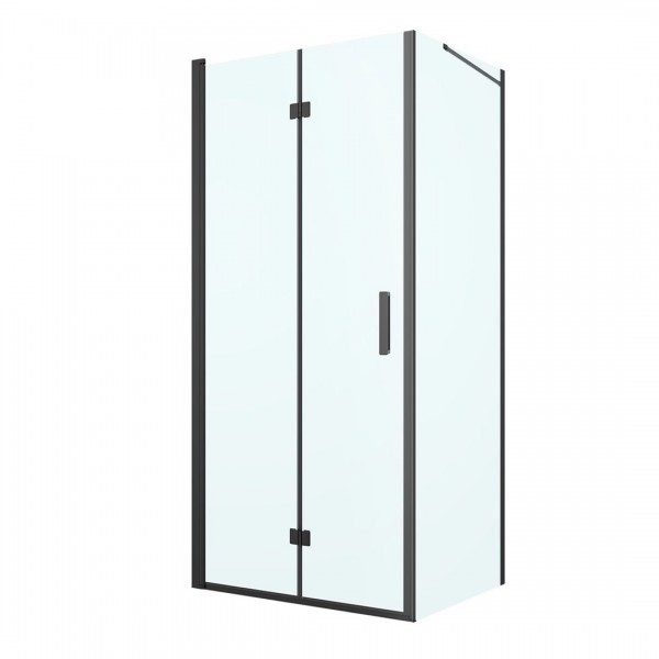 Oltens Hallan kabina prysznicowa 90x80 cm prostokątna czarny mat/szkło przezroczyste 20202300