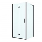 Oltens Hallan kabina prysznicowa 90x100 cm prostokątna czarny mat/szkło przezroczyste 20203300