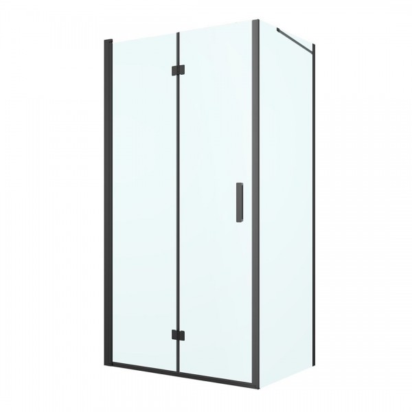 Oltens Hallan kabina prysznicowa 100x80 cm prostokątna czarny mat/szkło przezroczyste 20204300