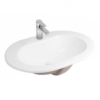 Oltens Asta umywalka 55x42 cm wpuszczana w blat owalna z powłoką SmartClean biała 41702000
