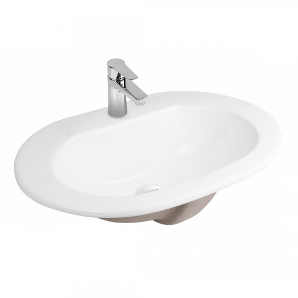 Oltens Asta umywalka 55x42 cm wpuszczana w blat owalna z powłoką SmartClean biała 41702000