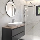 Oltens Atran zestaw prysznicowy termostatyczny z deszczownicą okrągłą czarny mat 36500300