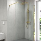 Oltens Atran zestaw prysznicowy termostatyczny z deszczownicą kwadratową złoty połysk 36501800