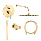 Oltens Molle kompletny zestaw prysznicowy podtynkowy deszczownica 30 cm złoty połysk 36600800