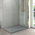 Oltens Bergytan brodzik prostokątny 100x90 cm RockSurface szary beton 15101700