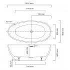 Oltens Daven wanna wolnostojąca 160x80 cm owalna akrylowa biała 12009000