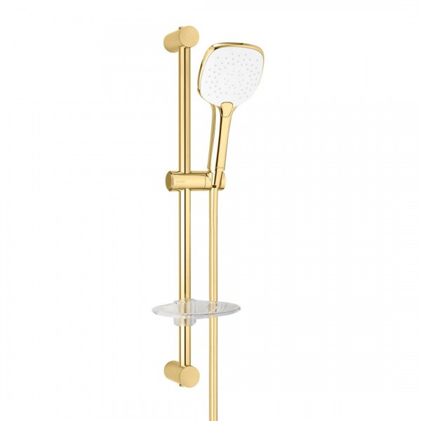 Oltens Driva EasyClick Alling 60 zestaw prysznicowy z mydelniczką złoty połysk/biały 36005080