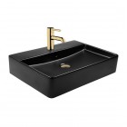 Oltens Duve umywalka 60x42 cm nablatowa prostokątna czarny mat 41300300