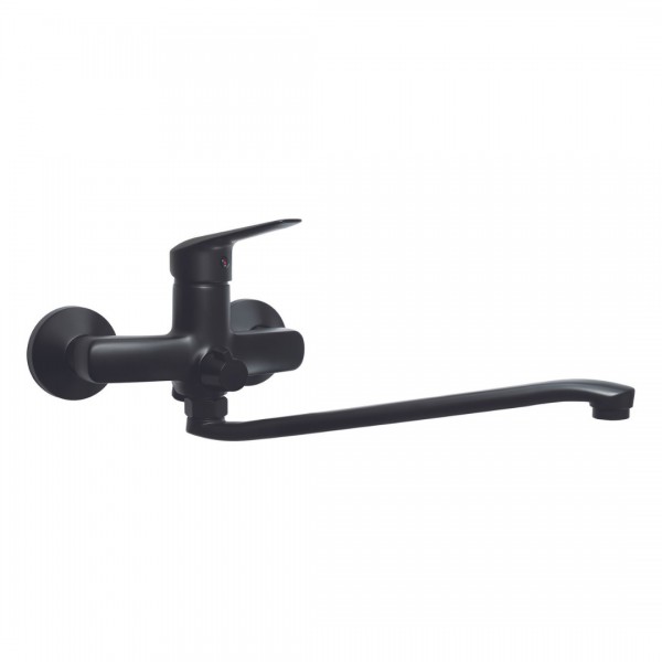 Deante Neo Boro bateria umywalkowa ścienna chrom czarny mat BMO_N56M