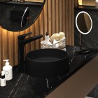 Deante Silia umywalka nablatowa okrągła 36 cm czarny mat CQS_NU4S