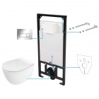 Deante Silia zestaw 6w1 stelaż podtynkowy z miską WC wiszącą, deską wolnoopadającą i przyciskiem chrom CDLS6ZPW