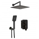 Deante Alpinia zestaw prysznicowy podtynkowy z deszczownicą 25 cm czarny mat BXYZNGAM