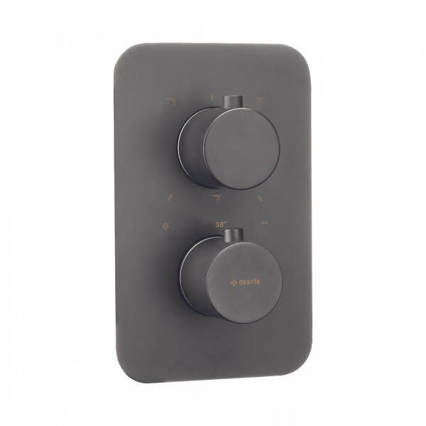 Deante Box bateria wannowo-prysznicowa podtynkowa termostatyczna titanium BXY_DEBT