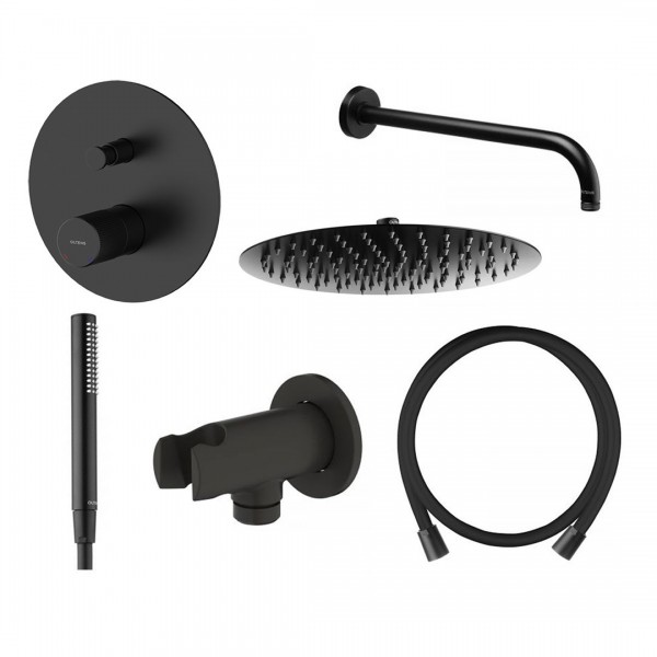 OUTLET Oltens Hamnes zestaw prysznicowy podtynkowy deszczownica 30 cm czarny mat 36607300