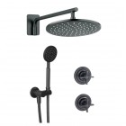 Deante Temisto zestaw prysznicowy podtynkowy deszczownica 25 cm czarny mat NAC_N9QT