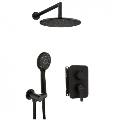 Deante Arnika zestaw prysznicowy podtynkowy z deszczownicą 25 cm czarny mat BXYZNQAM