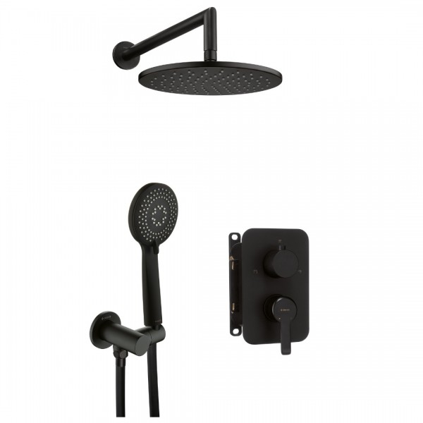 Deante Arnika zestaw prysznicowy podtynkowy z deszczownicą 25 cm czarny mat BXYZNQAM
