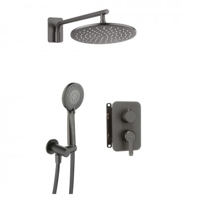 Deante Arnika zestaw prysznicowy podtynkowy z deszczownicą 25 cm titanium BXYZDQAM