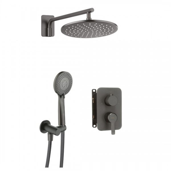 Deante Arnika zestaw prysznicowy podtynkowy z deszczownicą 25 cm titanium BXYZDQAM