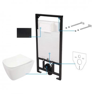 Deante Hiacynt zestaw 6w1 przycisk czarny mat CDYN6ZPW