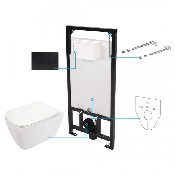 Deante Hiacynt zestaw 6w1 przycisk czarny mat CDYN6ZPW